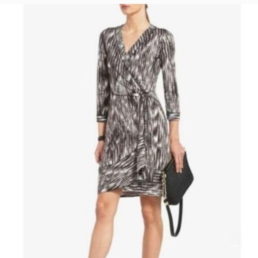 BCBGMaxAzria black and white wrap dress